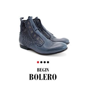 Fluevog Begin Bolero boot in Blue Denim